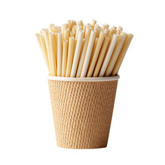 Skin Cup filled with white or yellow straws on transparent background