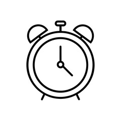 Outline drawing of a classic alarm clock on transparent background