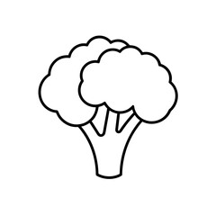 Outline drawing of a broccoli vegetable on transparent background