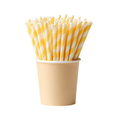 Skin Cup filled with white or yellow straws on transparent background