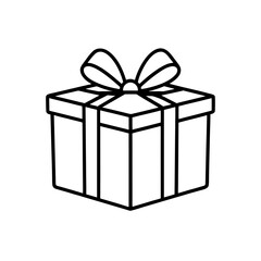 Illustration of a wrapped gift with a bow on transparent background
