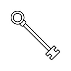 Illustration of a simple outline of a key on transparent background