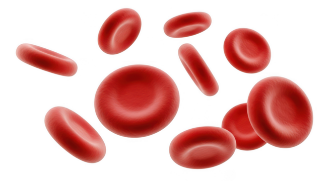 Red blood cells isolated on transparent background