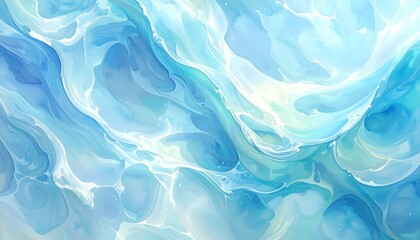 Obraz premium Abstract Blue Watercolor Texture Background with Flowing Organic Shapes Illustration Artistic Swirls Watery Feel Light and Dark Blue Tones Fluid Design