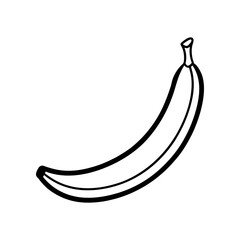 Illustration of a single banana in outline on transparent background