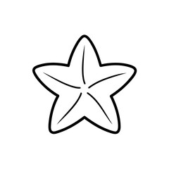 Starfish outline with five points simple on transparent background