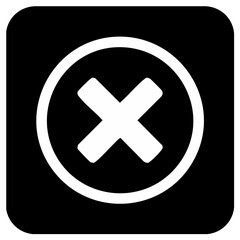 Fototapeta premium White X Mark Inside a Rounded Circle on Black Background