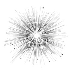 Abstract Bursting Starburst Explosion of Light Streaks and Sparkles Isolated on White Background