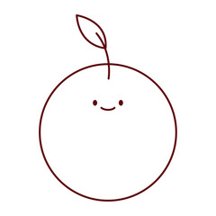 Minimalist Flat Line Orange Fruit Illustration
