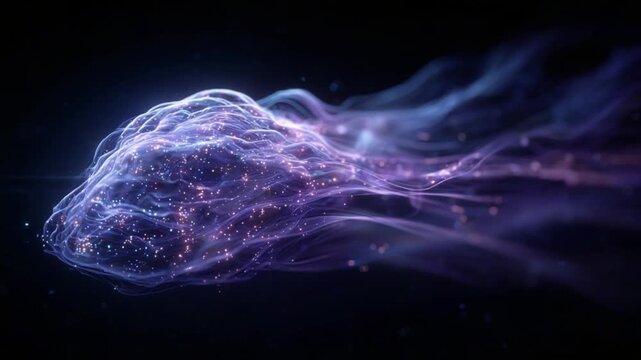 Celestial Dreamscape: A mesmerizing digital art piece showcasing an ethereal, glowing, and undulating form, reminiscent of a cosmic entity drifting through the vastness of space. 