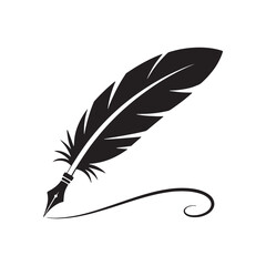 Obraz premium Elegant Quill Pen Illustration A Timeless Symbol of Writing History and Literary Excellence Depicted in a Minimalist Black and White Design