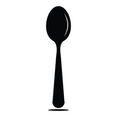 Spoon with shadow icon, spoon silhouette vector icon in trendy flat style illustration isolated on white background.