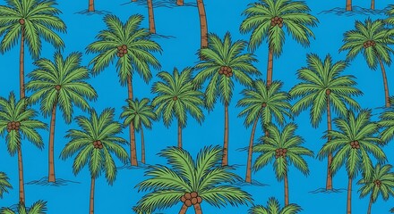 Vibrant Tropical Palm Tree Pattern Background.
