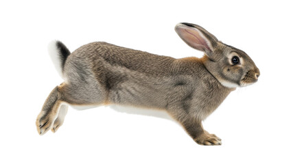 Obraz premium European wild rabbit running and jumping in motion isolated PNG with Transparent Background