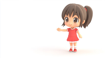 an adorable kawaii character of cute teenage girl