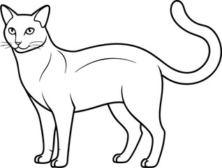 Elegant Cat Outline Graphic - Vector Line Art