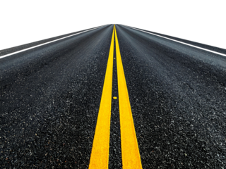 Long highway with transparent background, isolated curved road for creative design, transportation projects, or travel concepts.