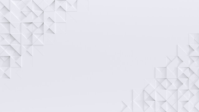 コーナーに幾何学模様を配置した白のミニマルな背景