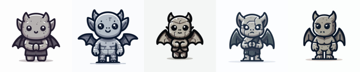 Cute Gargoyle Chibi Cartoon – Adorable Stone Guardian Vector Art