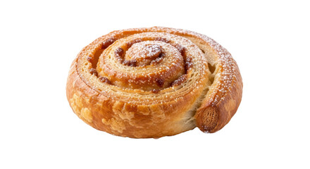 Golden Brown Cinnamon Roll with Powdered Sugar isolated PNG with Transparent Background