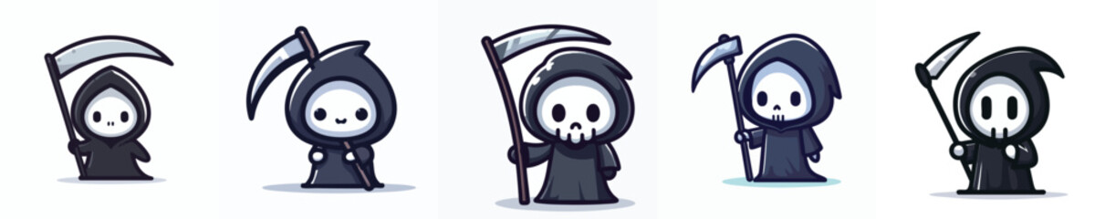 Chibi Grim Reaper – Cute Gothic Cartoon Death Mascot with Scythe