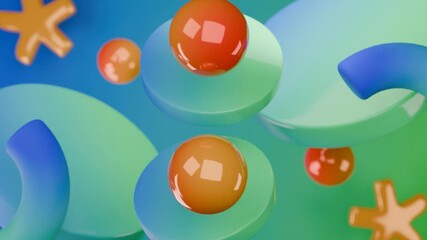 Abstract picture with spheres, disks, and star shapes in dreamy landscape. Perfect for tech, modern, fantasy, and design projects. - Powered by Adobe