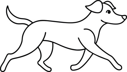 Puppy Running Line Art. Outline Vector Illustration. Running Dog Outline - Small Pet Vector Line Art,  Puppy Running Vector - One Line Drawing Illustration. 