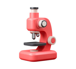 Red toy microscope for children&rsquo;s educational play and exploration on transparent background, PNG