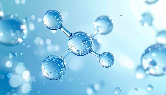 水の玉 分子構造 イメージ CG画像