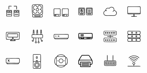 Fototapeta premium Collection of Modern technology icons for digital projects and business presentations