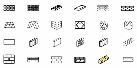 Diverse collection of building blocks, bricks, and construction elements for design projects