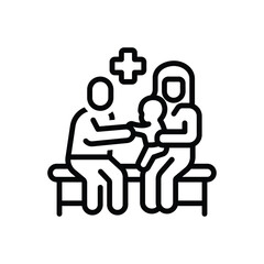 Black line icon for pediatrician visit