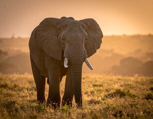 Obraz premium Majestic elephant at golden sunrise