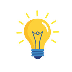glowing light bulb, symbol of idea, inspiration, creativity, and innovation.