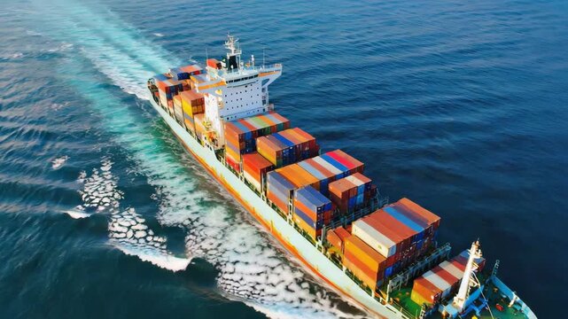 Containerschiff auf dem offenen Meer