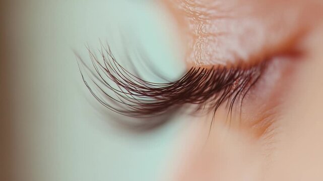 Close-up of a woman's eye with long eyelashes
