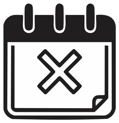 Fototapeta premium Calendar page with X mark icon simple black and white design