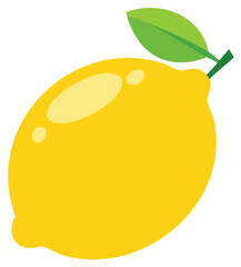 Fresh Yellow Lemon with Green Leaf Illustration Food and Drink Ingredient Tropical