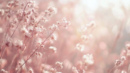 Naklejka premium Soft, pink, and white flowers against a blurred, bokeh background.