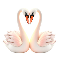 Naklejka premium Two swans forming a heart shape with their necks. Perfect for wedding invitations, anniversary greetings, lovethemed designs, and naturerelated concepts.