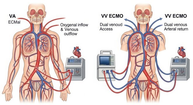 Va and vv ecmo extracorporeal membrane oxygenation types