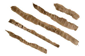 A set of elongated, torn cardboard papers designed for use as a separator line in graphic design.