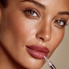 Naklejka premium Black woman receiving Botox injection for facial rejuvenation. Medical beauty care routine for a flawless look.