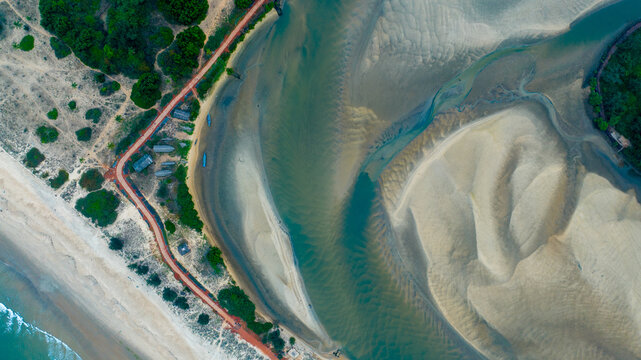 drone shot of a coastlinee in maharashtra