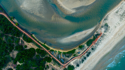 drone shot of a coastlinee in maharashtra