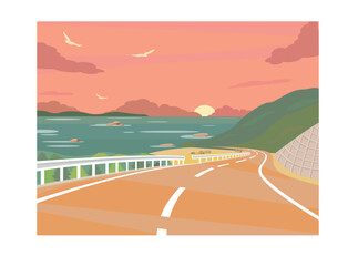 秋の海岸線の風景