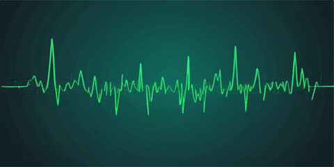 A medical monitor displays a green EKG line showing a healthy heartbeat wave graphic