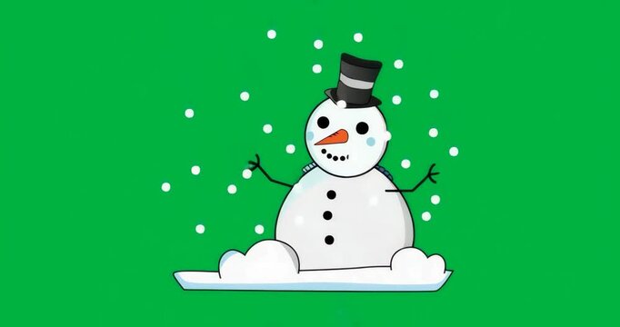 Flat snowman with blue orbs appearing glitch fragments swirling on transparent canvas forming aura
