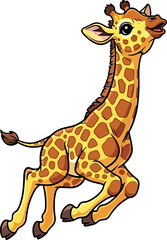 Obraz premium joyful baby giraffes gallop a whimsical african adventure, isolated on transparent background