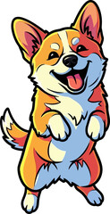 Fototapeta premium joyful corgi cartoon a delightful dance of happiness, isolated on transparent background